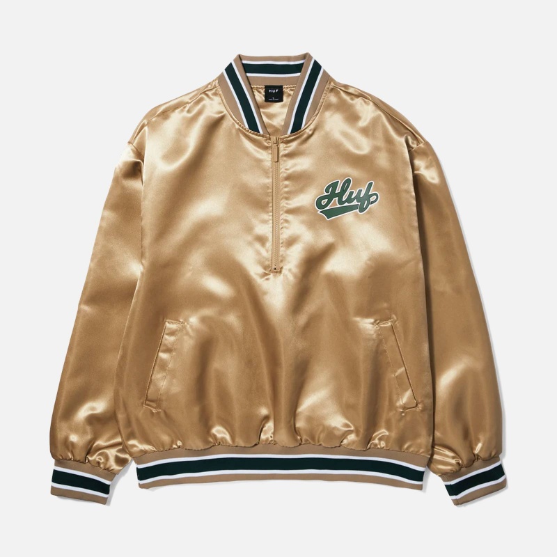 Pop Fly Satin Baseball Jacket JK00419 TAN