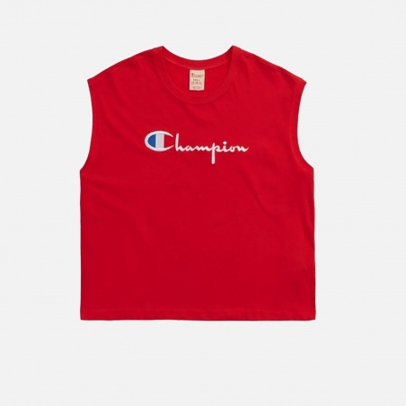 Champion 111647-RS046 Oversized Script Logo Cropped Tank Top | 4Elementos