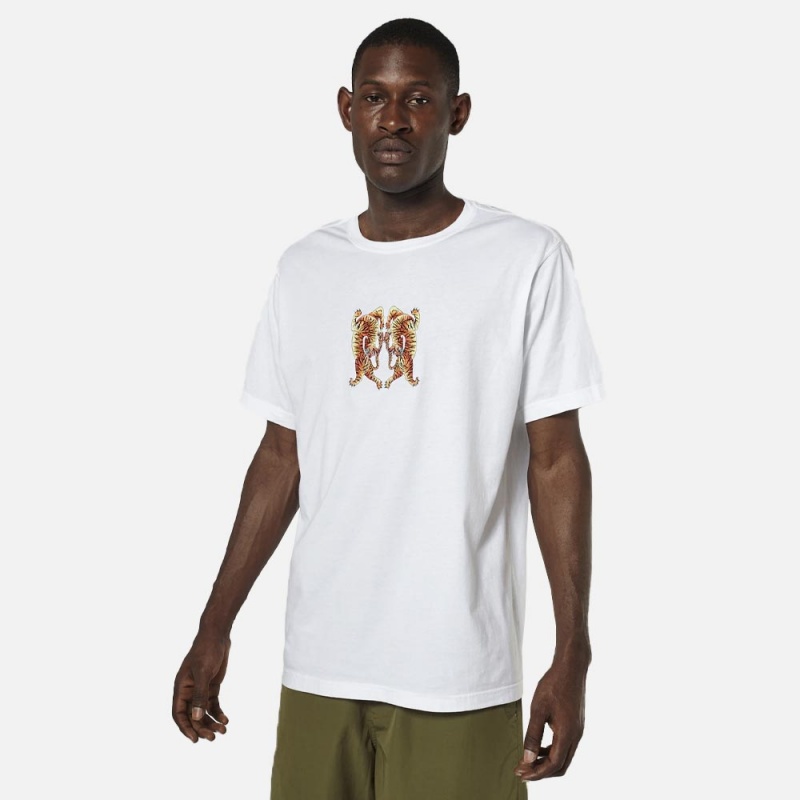 Maharishi 2063-White Heart Of Tigers Embroidered T-shirt