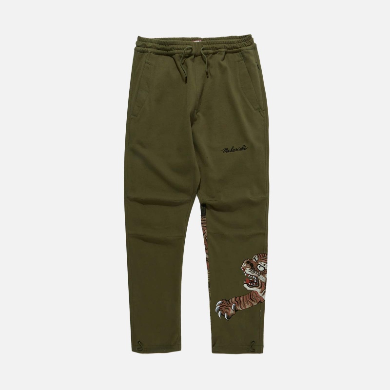 Maharishi 8086-OLIVE Dragon & Tiger Embroidered Sweatpants