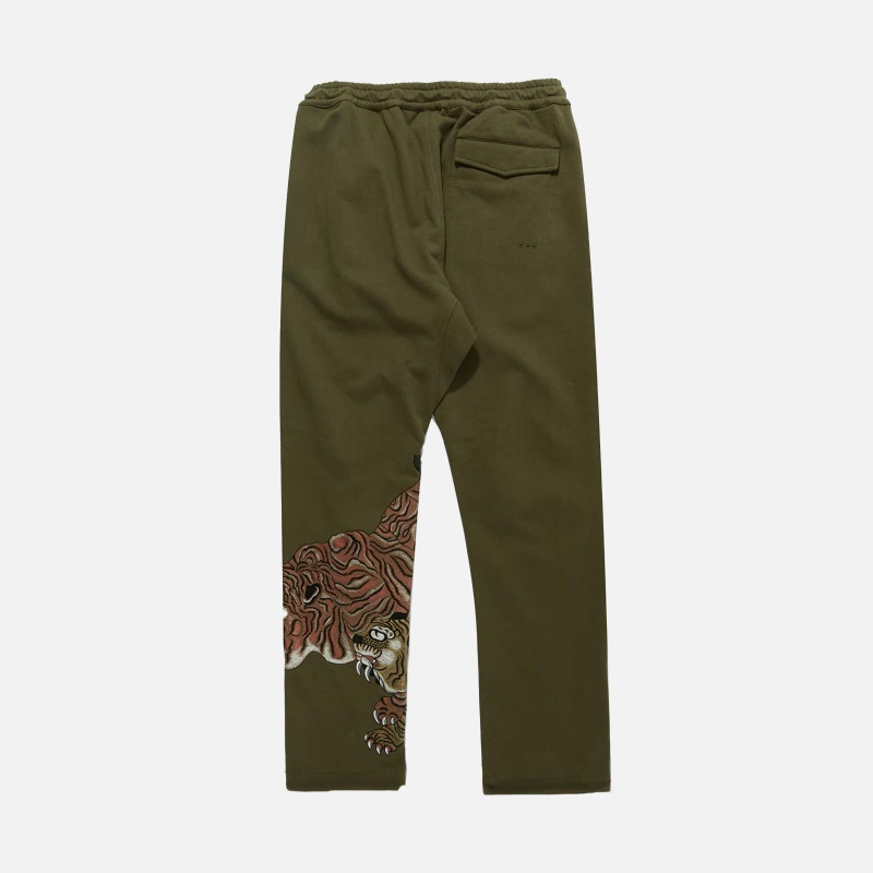 Maharishi 8086-OLIVE Dragon & Tiger Embroidered Sweatpants