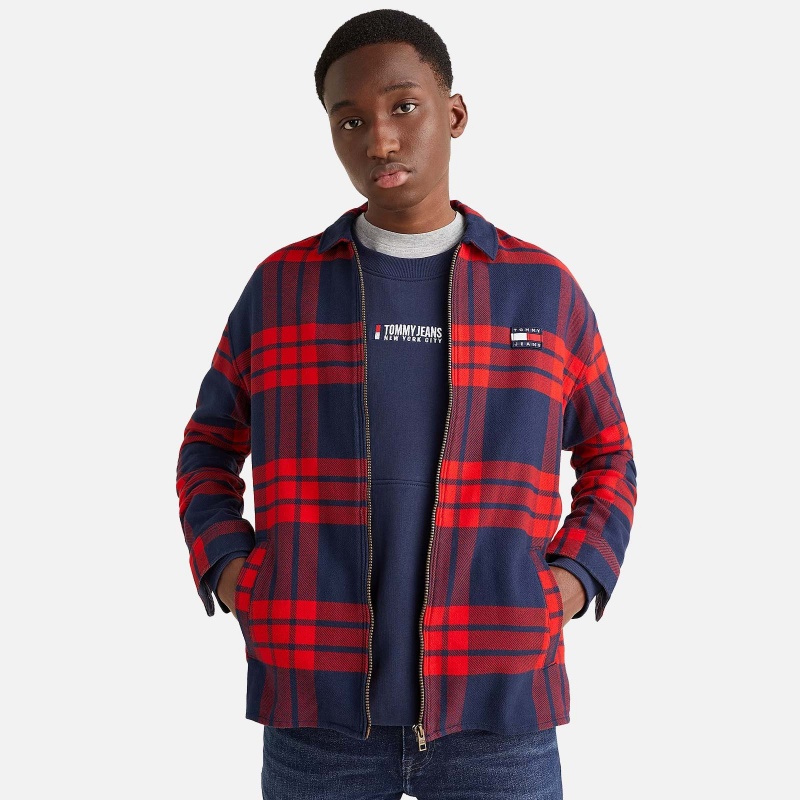 TOMMY JEANS DM0DM14176XNL Buffalo Check Zip Overshirt