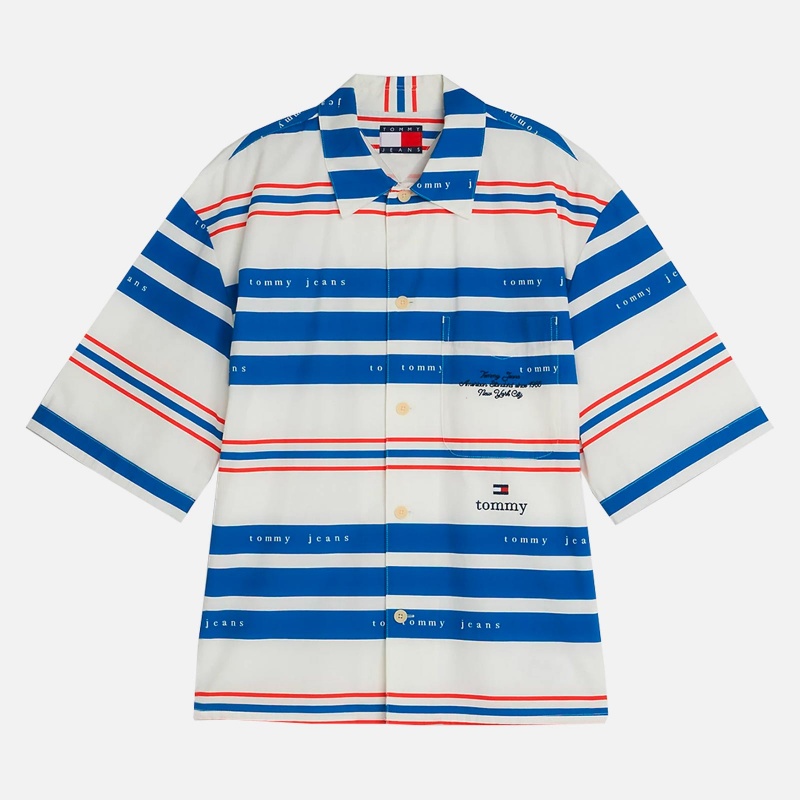 TOMMY JEANS Stripe Bowling Shirt DM0DM16001YBL